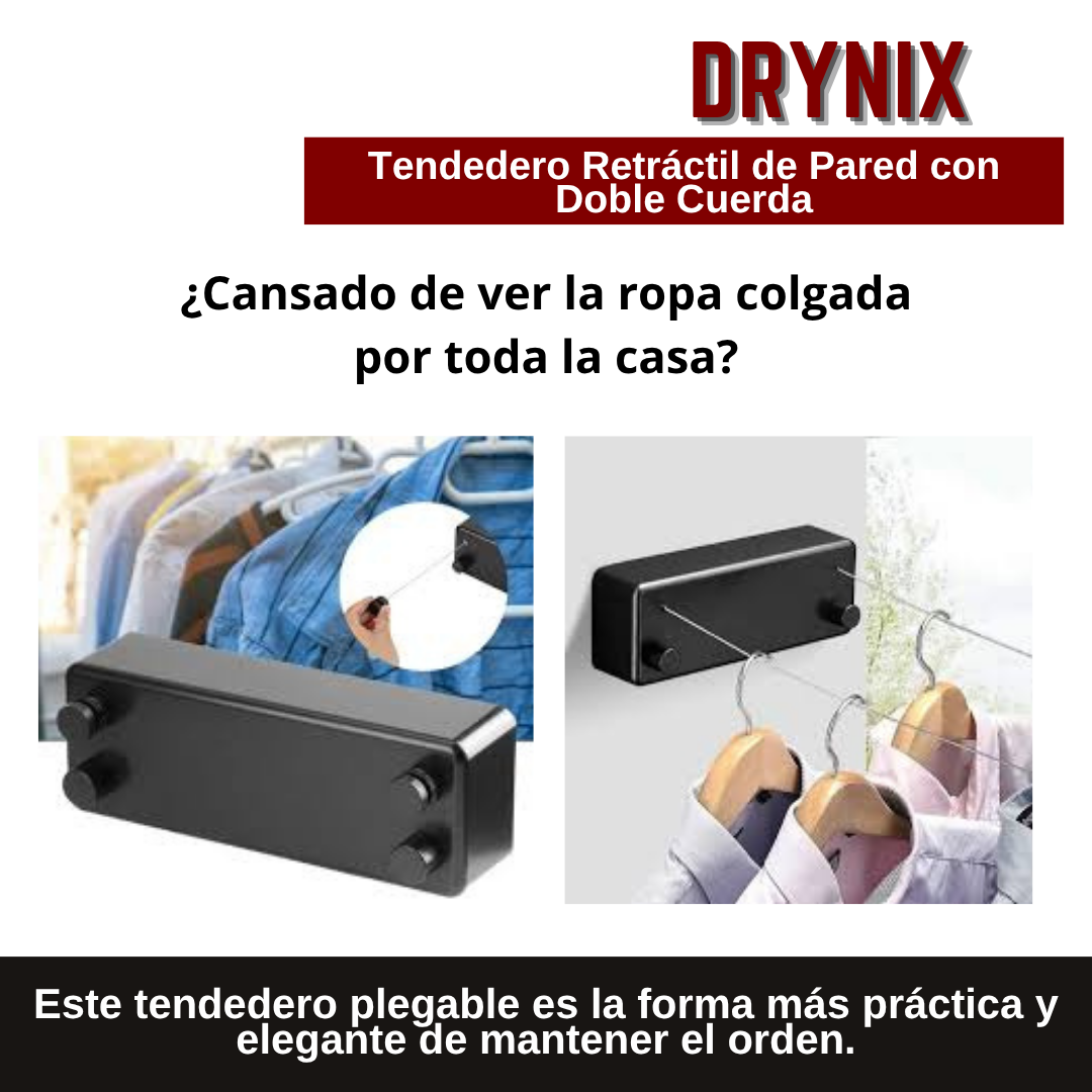 DRYNIX™ Tendedero Retráctil de Pared con Doble Cuerda