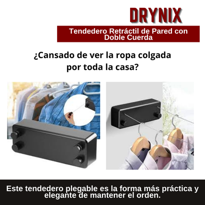DRYNIX™ Tendedero Retráctil de Pared con Doble Cuerda